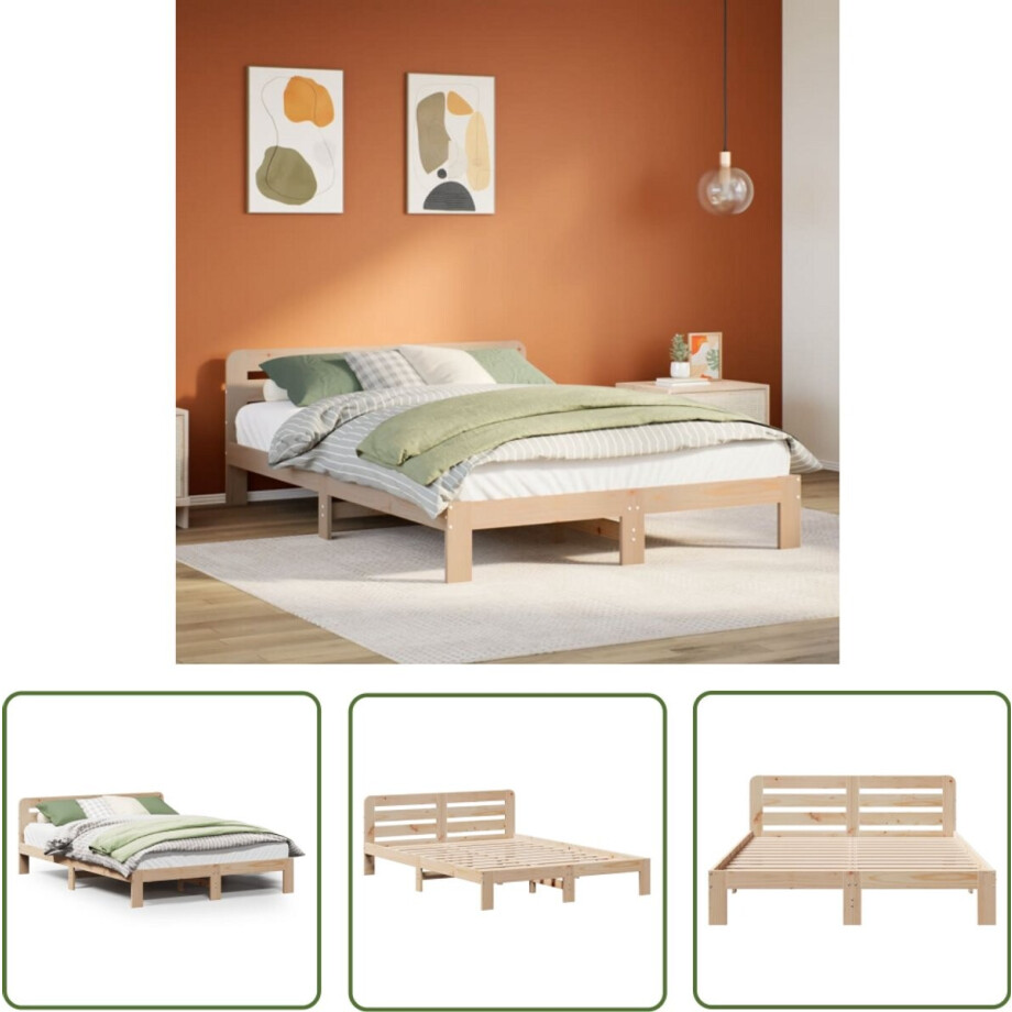 vidaXL Grenenhouten Bed - Massief Hout Bed - Bedframe zonder matras massief grenenhout 120x200 cm - Tweepersoons Bed - Boxspring Bed - Stapelbare Bedbodems afbeelding 1