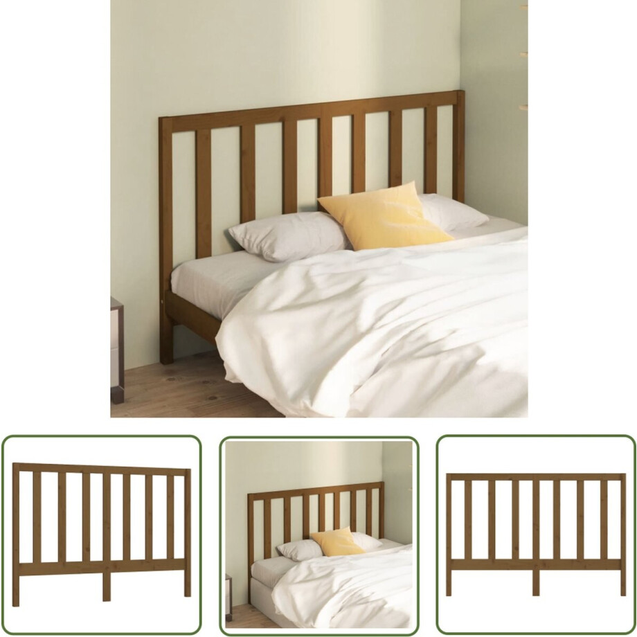 vidaXL Hoofdeinde - Houten Hoofdbord - Hoofdbord 166x4x100 cm massief grenenhout honingbruin - Klassieke Uitstraling - Massief Hout - Grenenhout afbeelding 1