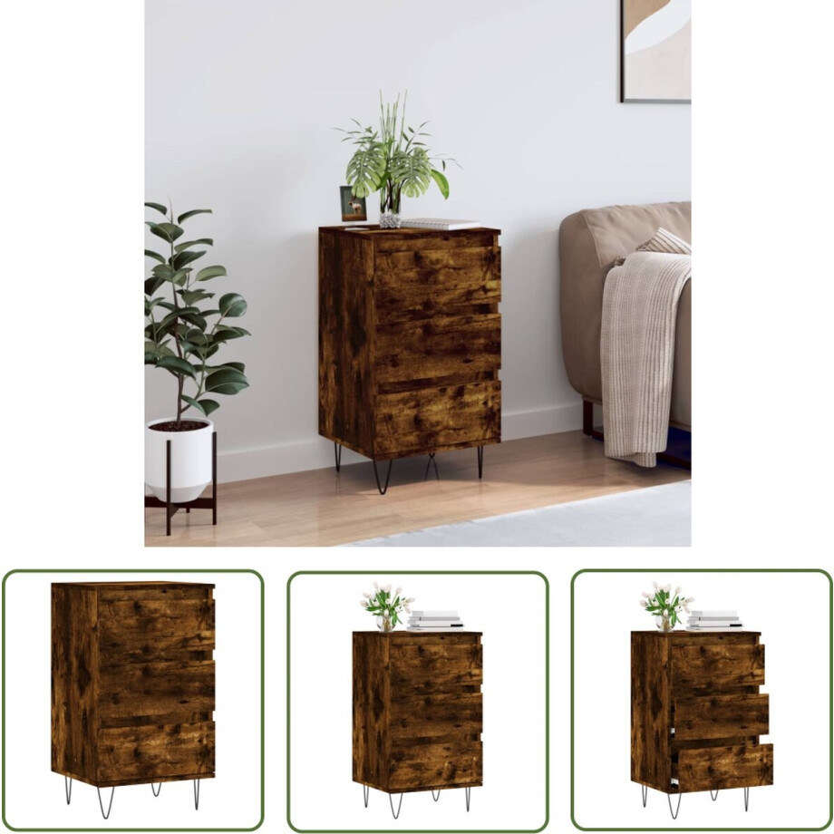 The Living Store Dressoir 40x35x70 cm bewerkt hout gerookt eikenkleurig - Dressoir - Kast - Buffetkast - Houten Dressoir - Modern Dressoir The Living Store Dressoir 40x35x70 cm bewerkt hout gerookt eikenkleurig - Dressoir - Kast - Buffetkast - Houten Dressoir - Modern Dressoir afbeelding 1