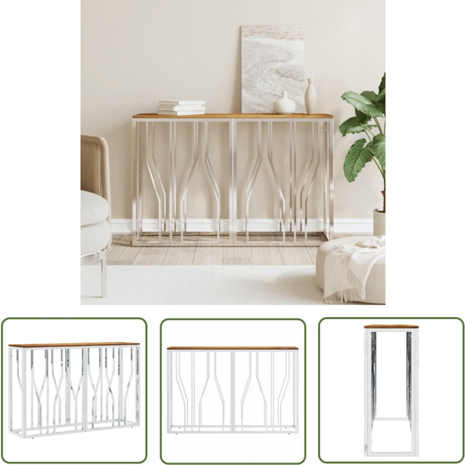 The Living Store Wandtafel Acaciahout - 110 x 30 x 70 cm - Stabiel roestvrijstalen frame The Living Store Wandtafel Acaciahout - 110 x 30 x 70 cm - Stabiel roestvrijstalen frame afbeelding 1