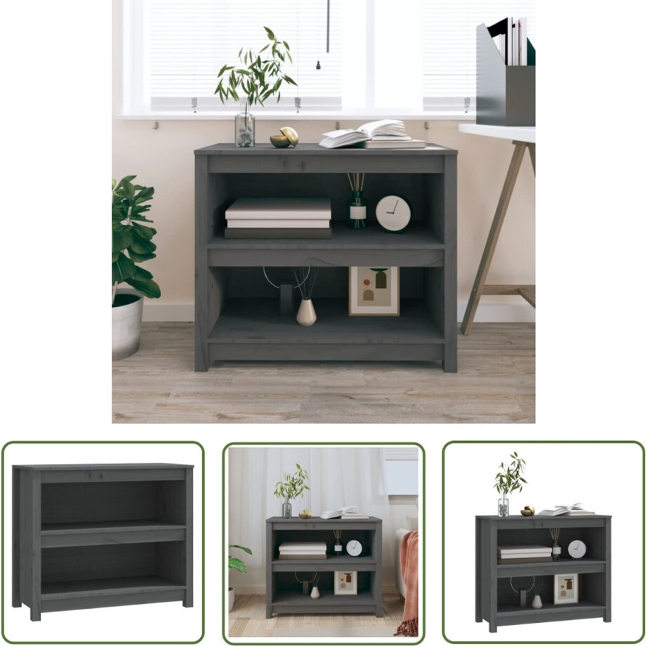 vidaXL Houten Boekenkast - Boekenkast - Boekenkast 80x35x68 cm massief grenenhout grijs - Grenoble Hout Boekenkast - Grijze Boekenkast - Boekenplank vidaXL Houten Boekenkast - Boekenkast - Boekenkast 80x35x68 cm massief grenenhout grijs - Grenoble Hout Boekenkast - Grijze Boekenkast - Boekenplank afbeelding 1