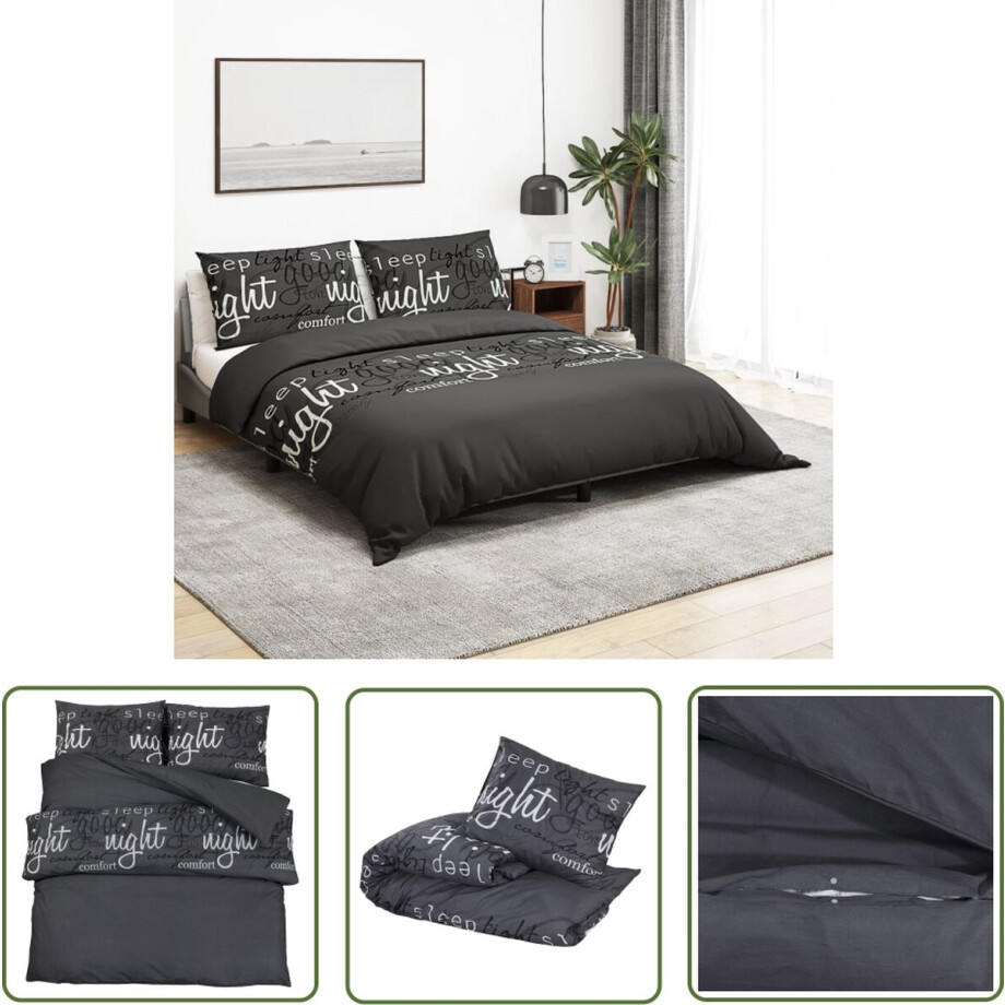 vidaXL Katoen - Dekbedovertrek - Dekbedovertrekset 200x200 cm katoen zwart - Zwarte Bedding - Slaapcomfort - Hoeslaken vidaXL Katoen - Dekbedovertrek - Dekbedovertrekset 200x200 cm katoen zwart - Zwarte Bedding - Slaapcomfort - Hoeslaken afbeelding 1