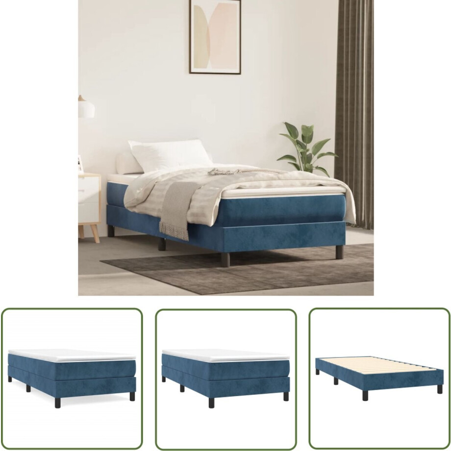 vidaXL Donkere Kleur - Boxspring Frame - Bedframe zonder matras 80x200 cm fluweel donkerblauw - Tweepersoons Bed - Velvet Bed - Slaapcomfort vidaXL Donkere Kleur - Boxspring Frame - Bedframe zonder matras 80x200 cm fluweel donkerblauw - Tweepersoons Bed - Velvet Bed - Slaapcomfort afbeelding 1
