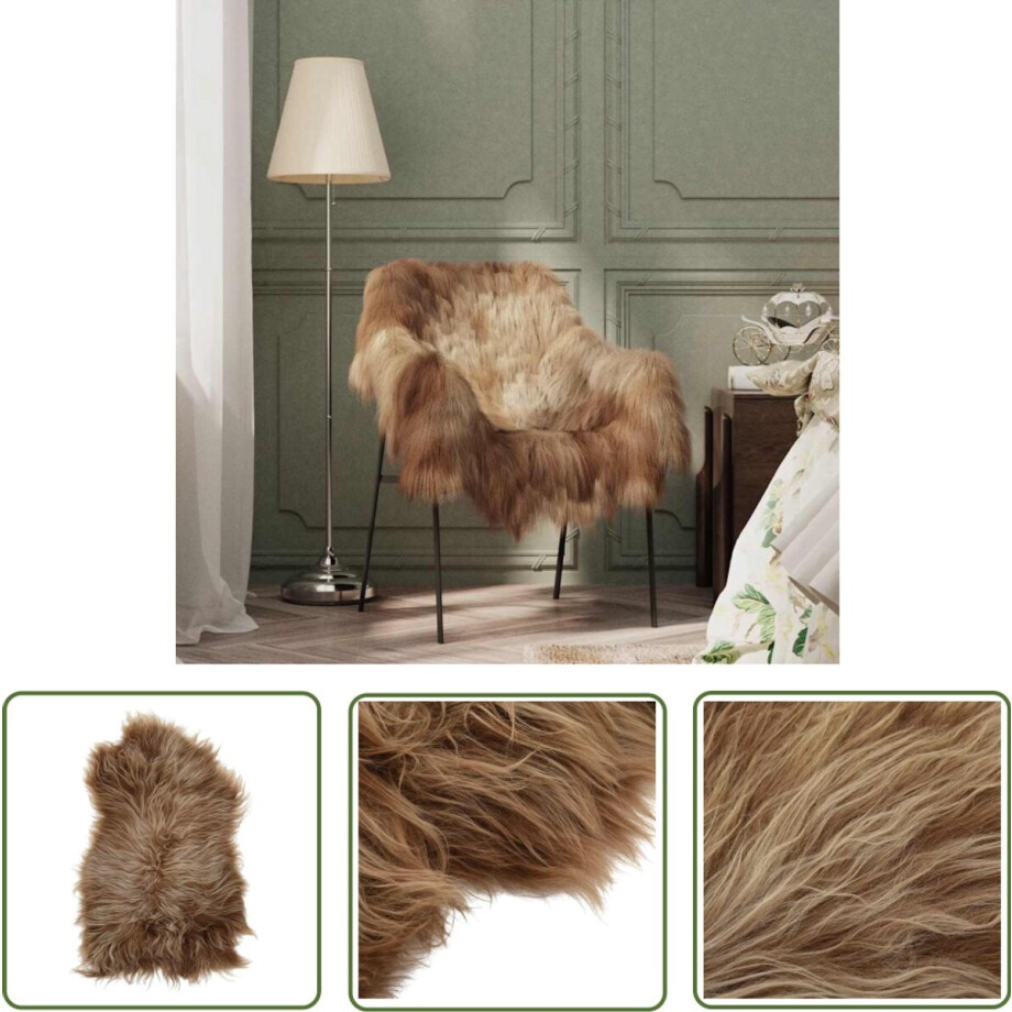 vidaXL Stoelhoes - Schapenvacht - Stoelhoes IJslander schapenvacht 70x110 cm bruin - Bruine Stoelhoes - Wollen Stoelhoes - Decoratieve Kussens vidaXL Stoelhoes - Schapenvacht - Stoelhoes IJslander schapenvacht 70x110 cm bruin - Bruine Stoelhoes - Wollen Stoelhoes - Decoratieve Kussens afbeelding 1