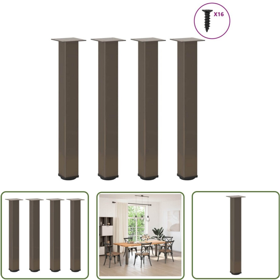 vidaXL Staal Poten - Salontafelpoten - Console tafelpoten 4 st 72-74 cm staal naturel - Tafelvoet - Salontafel Onderstel - Industriële Tafelpoten afbeelding 1