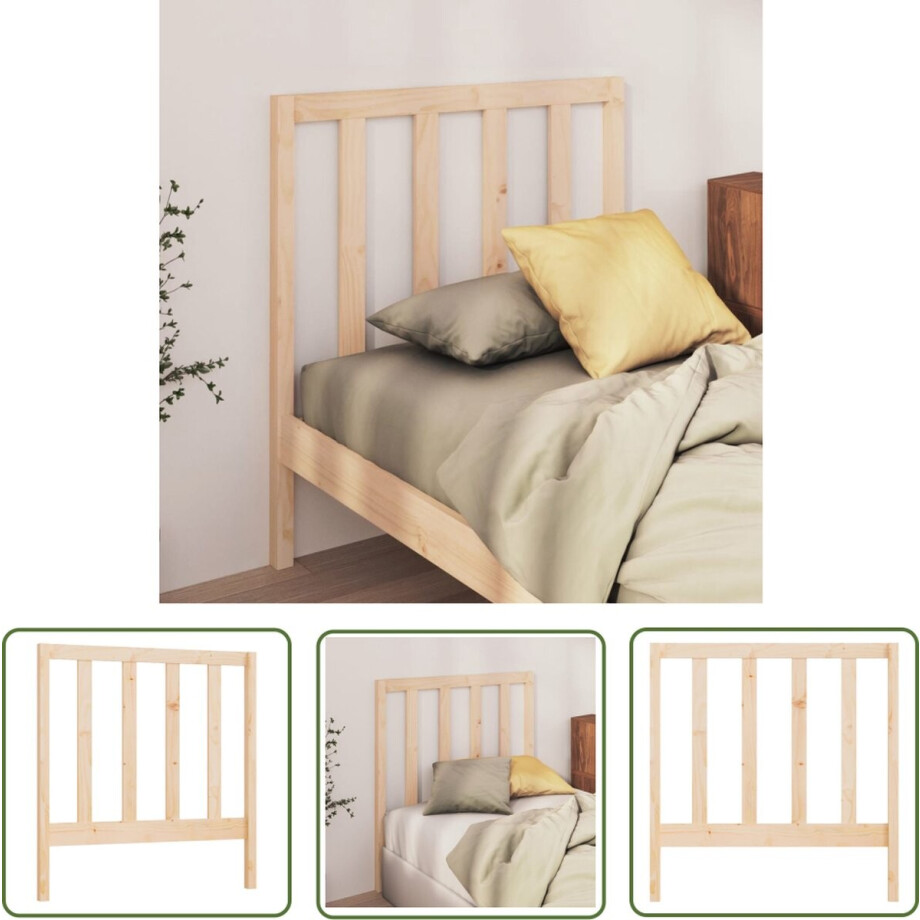 vidaXL Hoofdeinde - Houten Hoofdbord - Hoofdbord 81x4x100 cm massief grenenhout - Grenenhout - Klassieke Uitstraling - Bruine Hoofdbord afbeelding 1