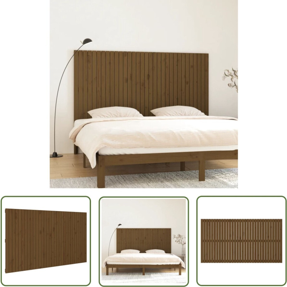 vidaXL Hoofdbord - Wandhoofdbord - Hoofdbord wandmontage 204x3x110 cm grenenhout honingbruin - Grenenhout - Klassieke Design - Honingbruin vidaXL Hoofdbord - Wandhoofdbord - Hoofdbord wandmontage 204x3x110 cm grenenhout honingbruin - Grenenhout - Klassieke Design - Honingbruin afbeelding 1