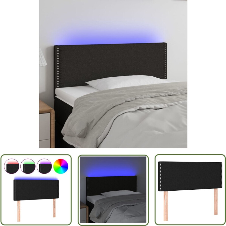 vidaXL Led Hoofdbord - Hoofdboard - Hoofdbord LED 80x5x78/88 cm stof zwart - Hoofdbord Met Led - Hoofdbord Zwart - Hoofdbord Bedroom Decor vidaXL Led Hoofdbord - Hoofdboard - Hoofdbord LED 80x5x78/88 cm stof zwart - Hoofdbord Met Led - Hoofdbord Zwart - Hoofdbord Bedroom Decor afbeelding 1