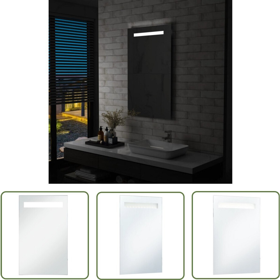 vidaXL Badkamerspiegel LED - 60x100 cm - Zilver Badkamerspiegel - Led Spiegel - Wandspiegel - Spiegels - Badkameraccessoires afbeelding 1