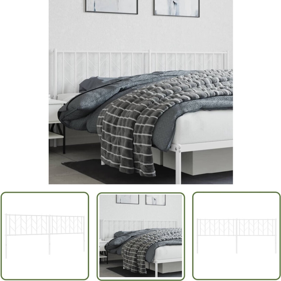 vidaXL Hoofdeinde - Hoofd Bord - Hoofdbord 200 cm metaal wit - Beddecoratie - Slaapkamers - Modern Interieur vidaXL Hoofdeinde - Hoofd Bord - Hoofdbord 200 cm metaal wit - Beddecoratie - Slaapkamers - Modern Interieur afbeelding 1