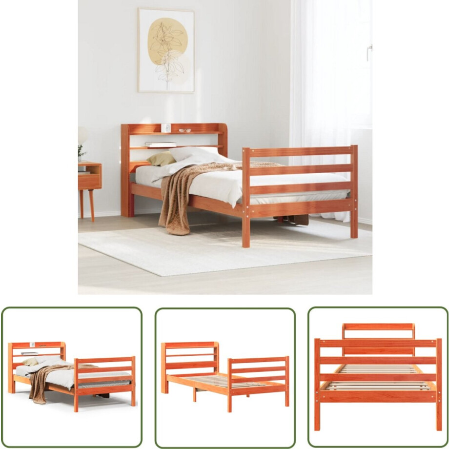 vidaXL Houten Bed - Bedframe - Bedframe zonder matras massief grenenhout wasbruin 75x190 cm - Bed Met Opbergvakken - Slaapkamers - Grenen Hout vidaXL Houten Bed - Bedframe - Bedframe zonder matras massief grenenhout wasbruin 75x190 cm - Bed Met Opbergvakken - Slaapkamers - Grenen Hout afbeelding 1