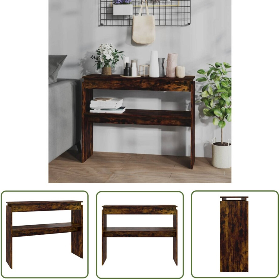 vidaXL Wandtafel Gerookt Eiken 102x30x80 cm Wandtafel - Houten Wandtafel - Consoletafel - Entreetafel - Livingroom Tafel vidaXL Wandtafel Gerookt Eiken 102x30x80 cm Wandtafel - Houten Wandtafel - Consoletafel - Entreetafel - Livingroom Tafel afbeelding 1