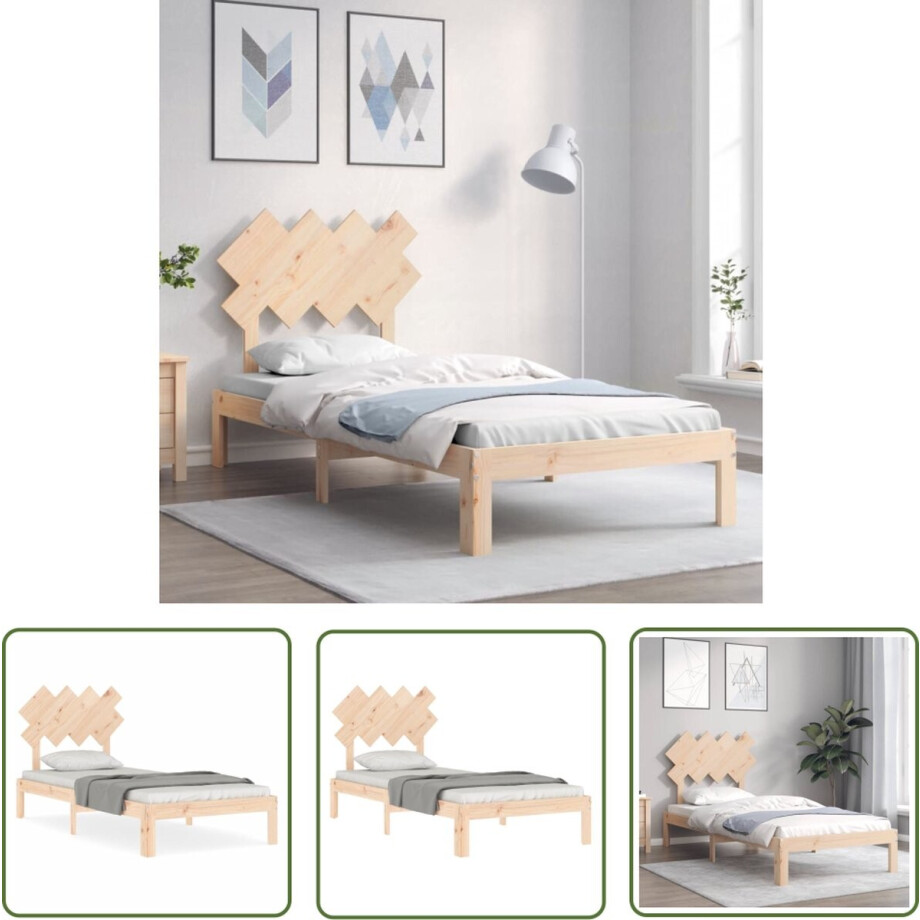 vidaXL Grenenhout Bed - Massief Hout Bed Frame - Bedframe zonder matras massief grenenhout 90x200 cm - Tweepersoons Bed - Boxspring Bed - Bed Zonder Matras vidaXL Grenenhout Bed - Massief Hout Bed Frame - Bedframe zonder matras massief grenenhout 90x200 cm - Tweepersoons Bed - Boxspring Bed - Bed Zonder Matras afbeelding 1