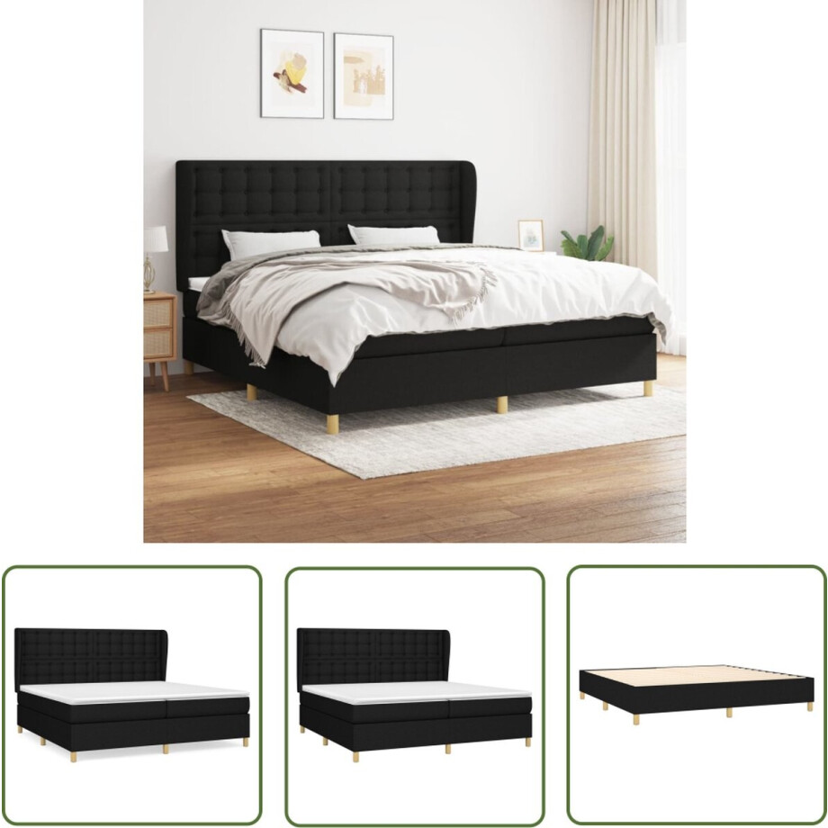 vidaXL Boxspring - Boxspringbed - Boxspring met matras stof zwart 200x200 cm - Tweepersoonsbed - Slaapcomfort - Zware Materialen vidaXL Boxspring - Boxspringbed - Boxspring met matras stof zwart 200x200 cm - Tweepersoonsbed - Slaapcomfort - Zware Materialen afbeelding 1
