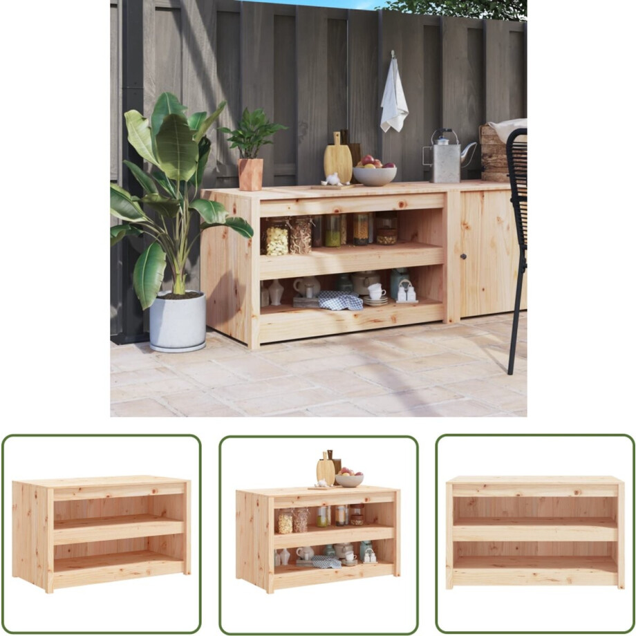 vidaXL Buitengoed - Keukenkast Buiten - Keukenkast voor buiten 106x55x64 cm massief grenenhout - Tuinkast - Grenenhouten Kast - Houten Kast afbeelding 1