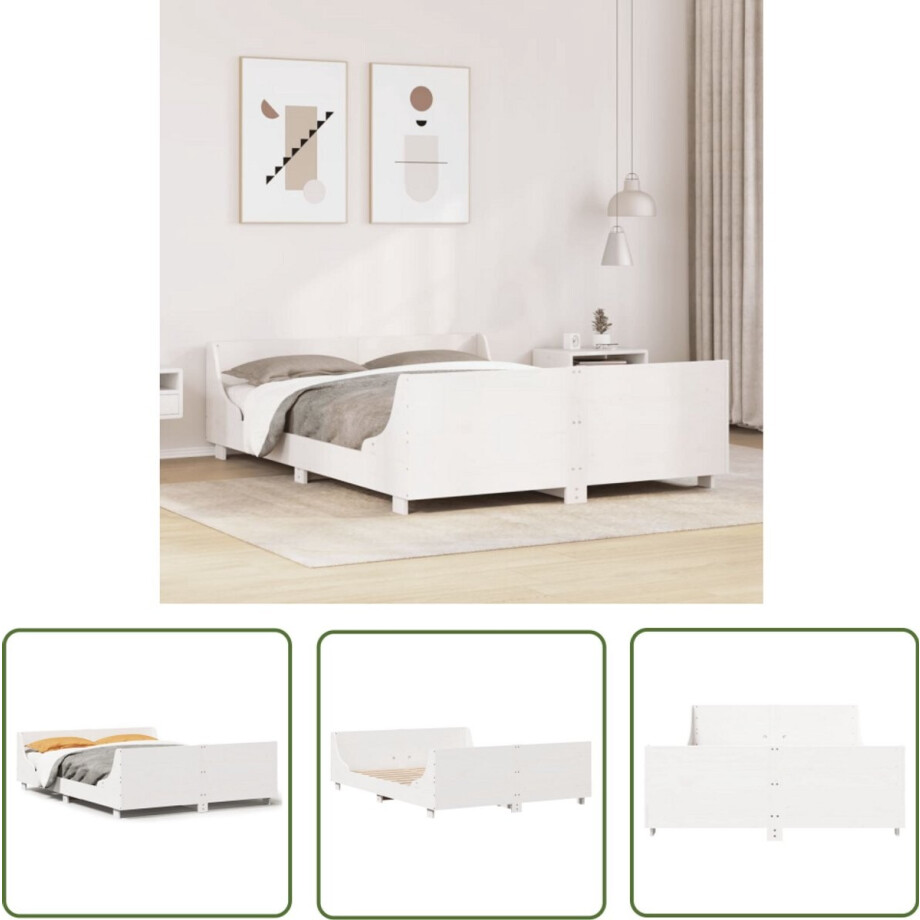 vidaXL Grenenhouten Bed - Bed Frame - Bedframe zonder matras massief grenenhout wit 120x190 cm - Wit Bedframe - Modern Bed - Minimalistisch Bed vidaXL Grenenhouten Bed - Bed Frame - Bedframe zonder matras massief grenenhout wit 120x190 cm - Wit Bedframe - Modern Bed - Minimalistisch Bed afbeelding 1