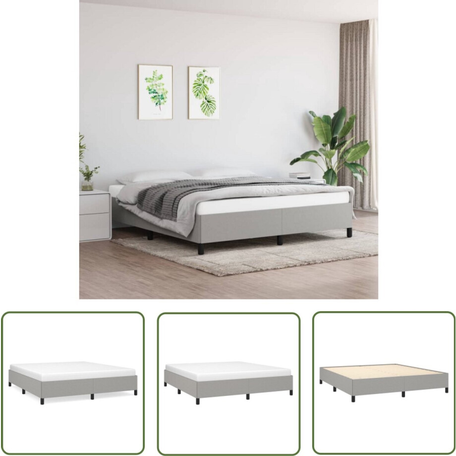 vidaXL Bedframe - Lichtgrijs - 180x200 cm Slaapkamerinrichting - Bed Frame - Tweepersoon Bed - Licht Grijs Bed - Stoffen Bed vidaXL Bedframe - Lichtgrijs - 180x200 cm Slaapkamerinrichting - Bed Frame - Tweepersoon Bed - Licht Grijs Bed - Stoffen Bed afbeelding 1
