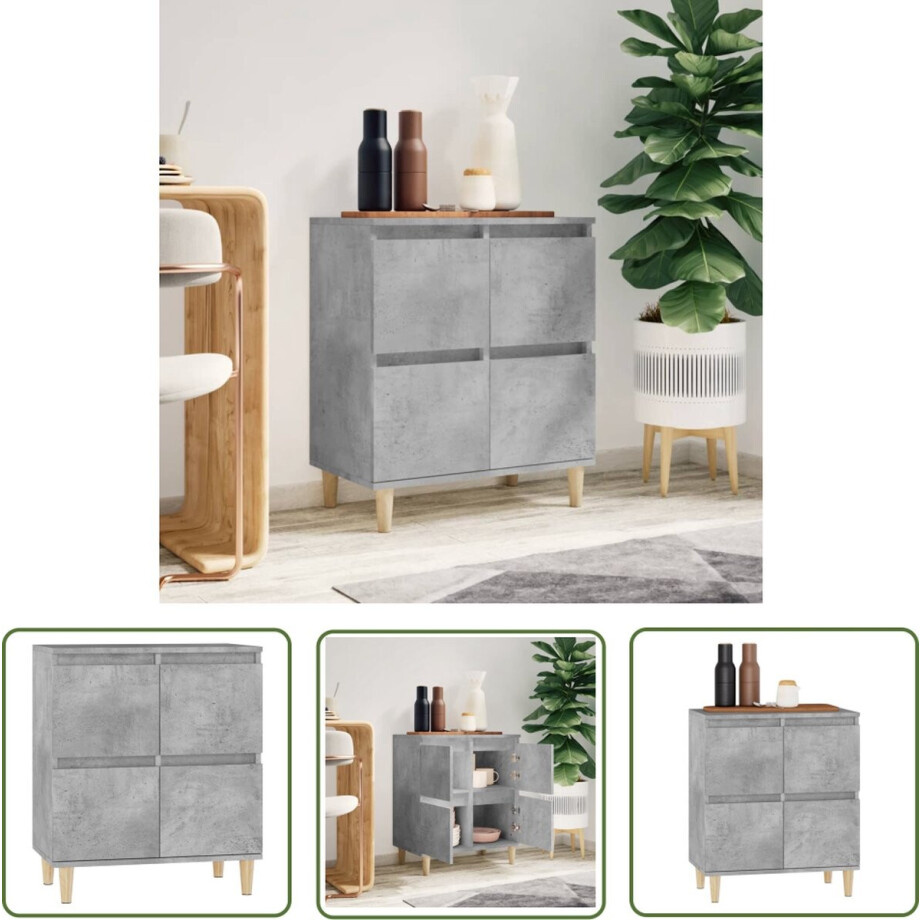 vidaXL Houten Dressoir - Dressoir - Dressoir 60x35x70 cm bewerkt hout betongrijs - Grijze Dressoir - Modern Dressoir - Industrieel Dressoir vidaXL Houten Dressoir - Dressoir - Dressoir 60x35x70 cm bewerkt hout betongrijs - Grijze Dressoir - Modern Dressoir - Industrieel Dressoir afbeelding 1