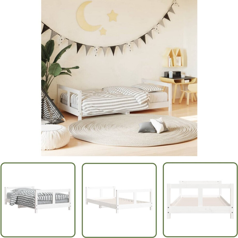 vidaXL Houten Bed - Kinderbed - Kinderbedframe 80x160 cm massief grenenhout wit - Kids Bed - Grenenhouten Bed - Wit Kinderbed vidaXL Houten Bed - Kinderbed - Kinderbedframe 80x160 cm massief grenenhout wit - Kids Bed - Grenenhouten Bed - Wit Kinderbed afbeelding 1