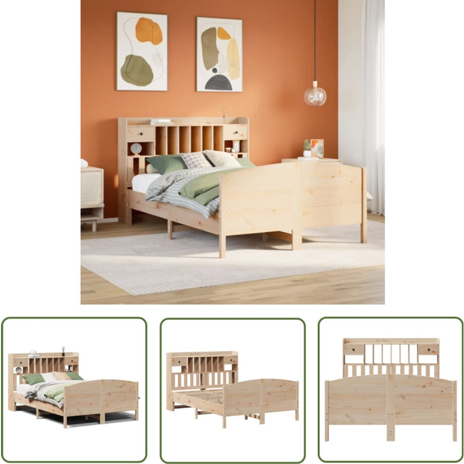 vidaXL Houten Bed - Bed - Bed met boekenkast zonder matras massief grenenhout 140x200 cm - Slaapkamersuite - Bibliotheekbed - Stapelbaar Bed vidaXL Houten Bed - Bed - Bed met boekenkast zonder matras massief grenenhout 140x200 cm - Slaapkamersuite - Bibliotheekbed - Stapelbaar Bed afbeelding 1