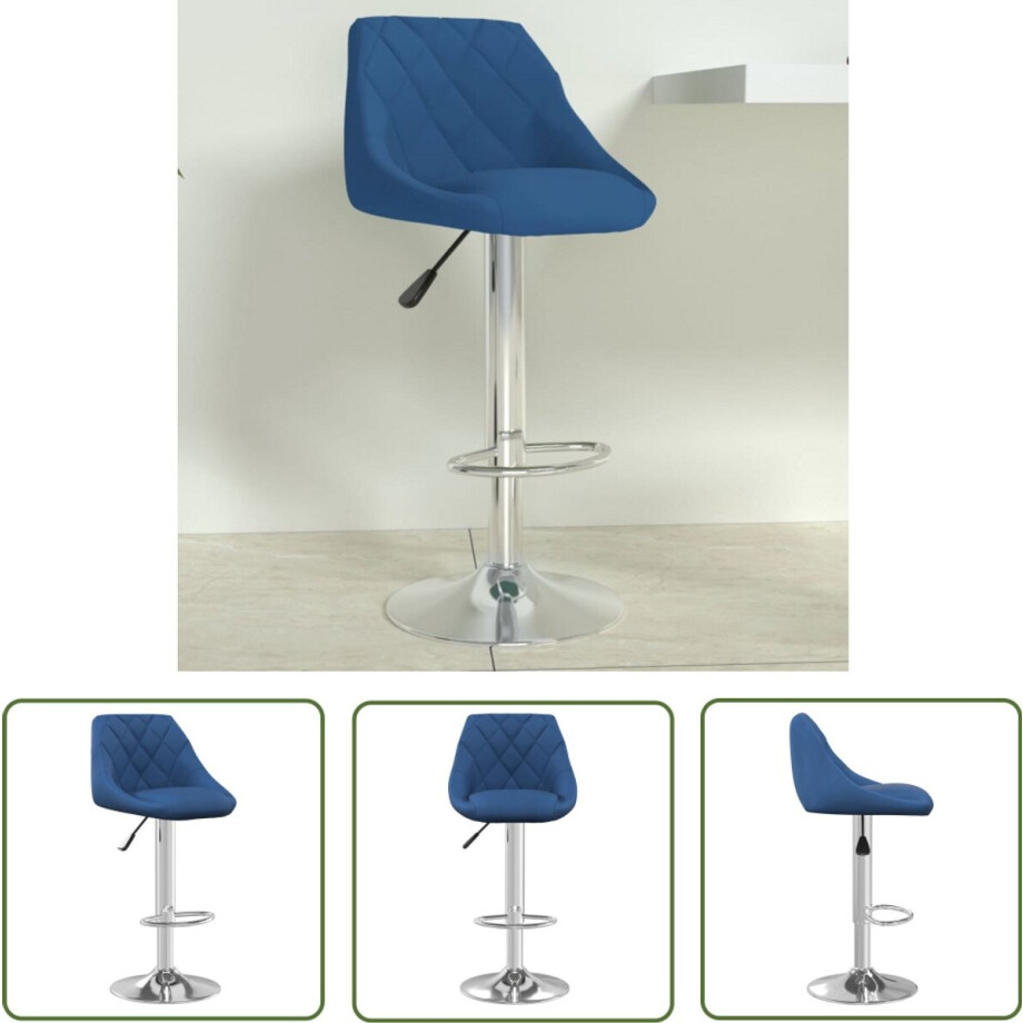 vidaXL Barkruk Fluweel Blauw - Verstelbaar & Stijlvol Blauwe Barkruk - Fluwelen Barkruk - Draaibare Barkruk - Hoogteverstelbare Barkruk - Design Barkruk vidaXL Barkruk Fluweel Blauw - Verstelbaar & Stijlvol Blauwe Barkruk - Fluwelen Barkruk - Draaibare Barkruk - Hoogteverstelbare Barkruk - Design Barkruk afbeelding 1