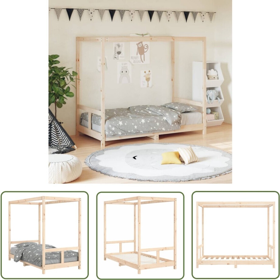 vidaXL Hemelbed - Kinderbed - Kinderbedframe 80x160 cm massief grenenhout - Massief Hout - Grenenhout - Kinderkamer vidaXL Hemelbed - Kinderbed - Kinderbedframe 80x160 cm massief grenenhout - Massief Hout - Grenenhout - Kinderkamer afbeelding 1