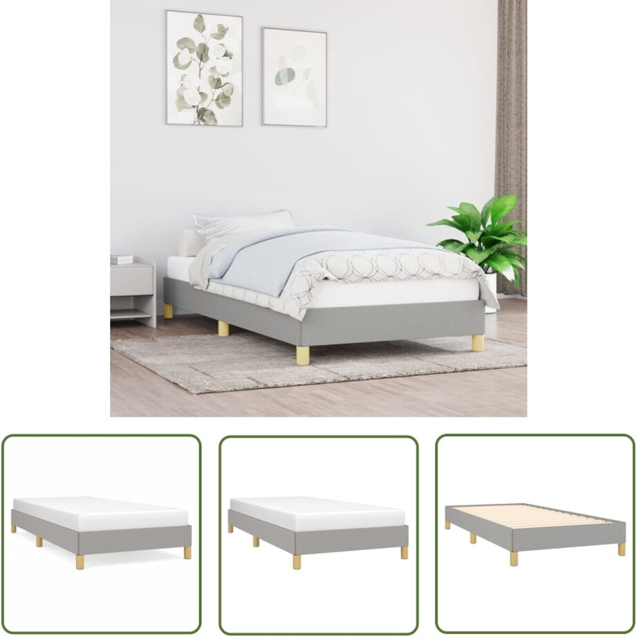 vidaXL Bed Frame - Slaapkamer Meubels - Bedframe zonder matras 90x200 cm stof lichtgrijs - Tweepersoons Bed - Licht Grijs Bed - Houten Bed Frame vidaXL Bed Frame - Slaapkamer Meubels - Bedframe zonder matras 90x200 cm stof lichtgrijs - Tweepersoons Bed - Licht Grijs Bed - Houten Bed Frame afbeelding 1