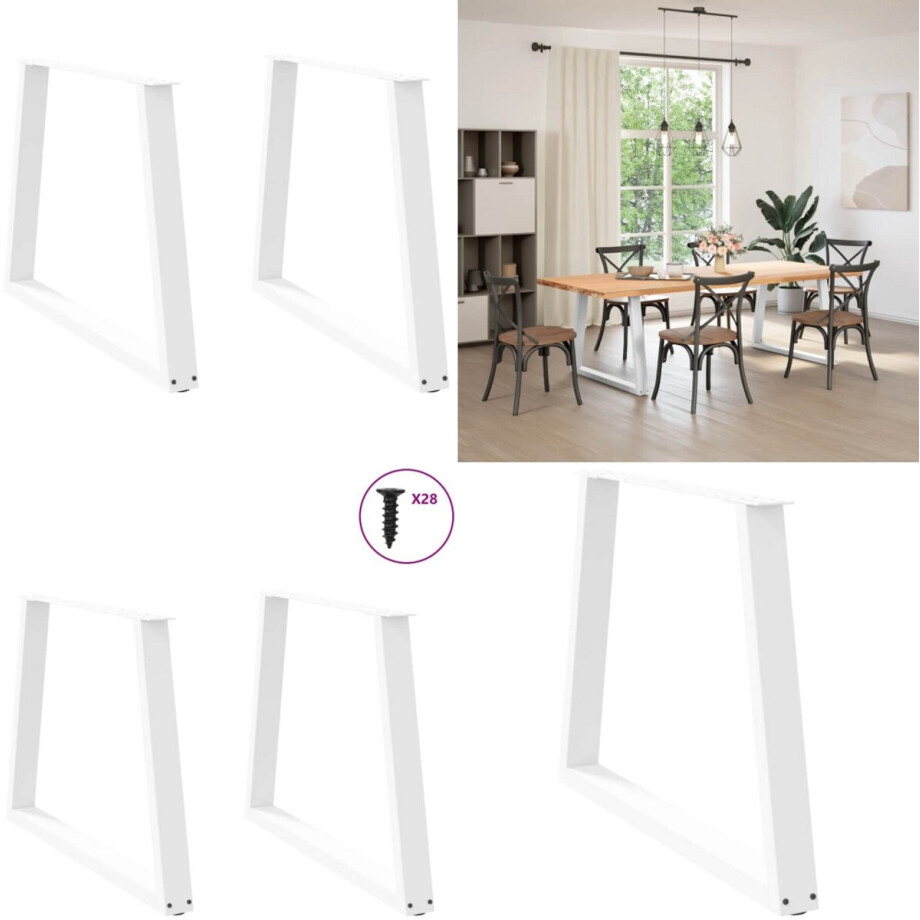 vidaXL Eettafelpoten 2 st V-vormig 100x(72-73,3) cm staal wit - Eettafelpoot - Eettafelpoten - Tafelpoot - Meubeltafelpoot afbeelding 1