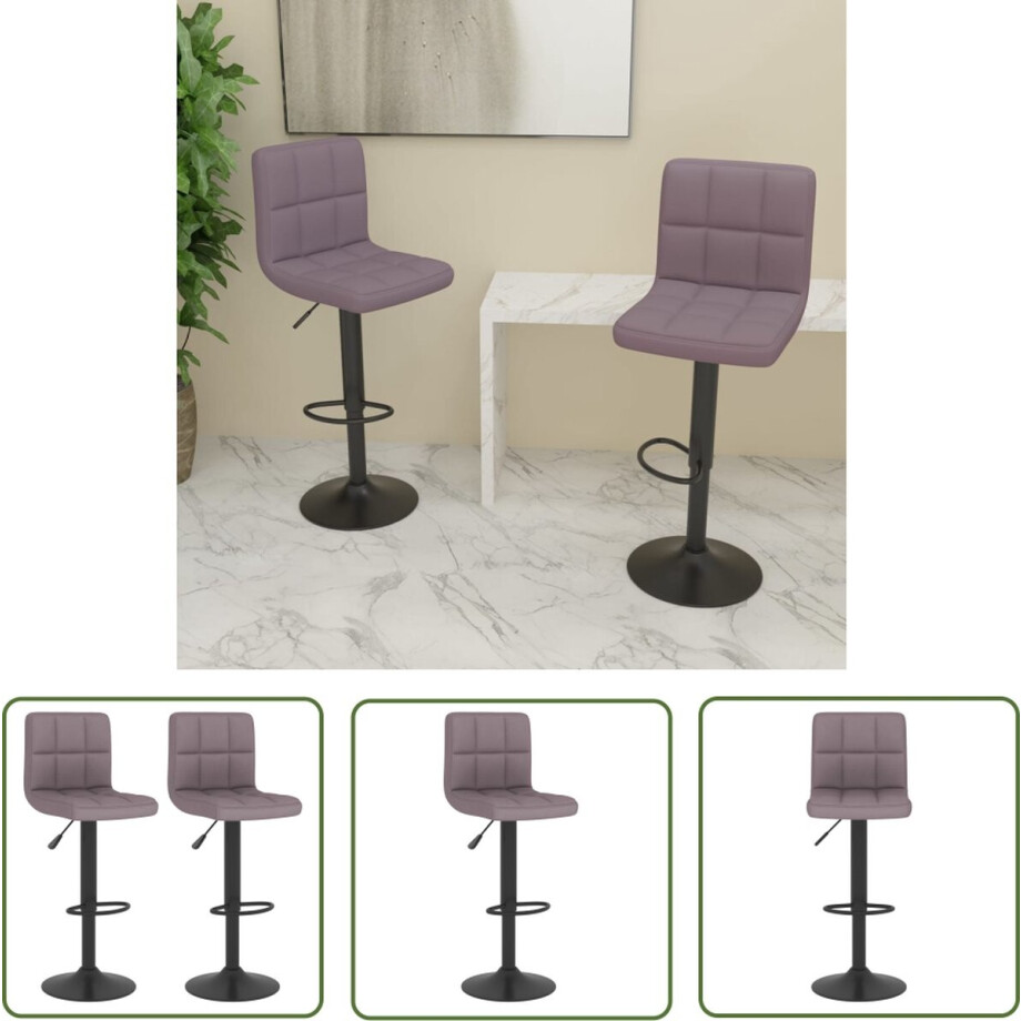 vidaXL Stoffen Barkruk - Barstoel - Barkrukken 2 st stof taupe - Barkrukken Taupe - Verstelbare Barkruk - Draaibare Barkruk afbeelding 1