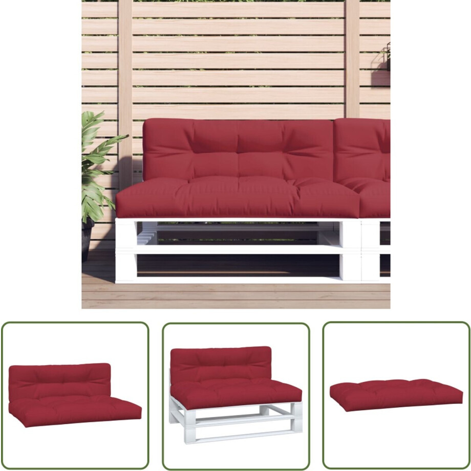 The Living Store Palletkussens 2 st stof wijnrood - Tuin Kussens - Pallet Kussens - Outdoor Kussens - Lounge Kussens - Zitkussens The Living Store Palletkussens 2 st stof wijnrood - Tuin Kussens - Pallet Kussens - Outdoor Kussens - Lounge Kussens - Zitkussens afbeelding 1