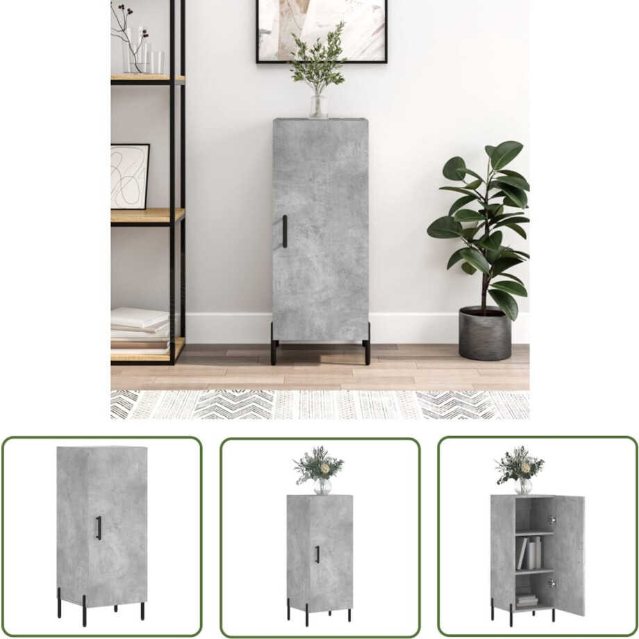 vidaXL Houten Dressoir - Dressoir - Dressoir 34,5x34x90 cm bewerkt hout betongrijs - Grijze Dressoir - Modern Dressoir - Compact Dressoir vidaXL Houten Dressoir - Dressoir - Dressoir 34,5x34x90 cm bewerkt hout betongrijs - Grijze Dressoir - Modern Dressoir - Compact Dressoir afbeelding 1