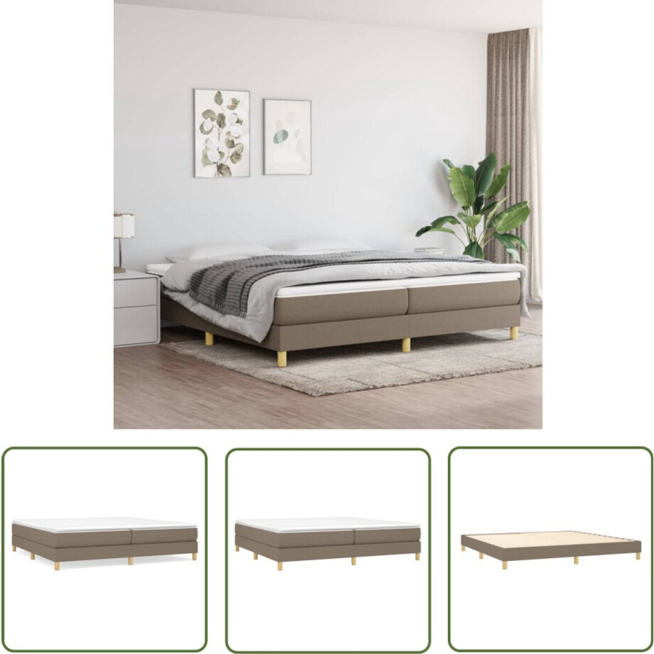 vidaXL Bedframe 200x200 cm - Taupe Stof Boxspring Frame - Tweepersoons Bed - Bed Frame - Taupe Bed - Stof Bed afbeelding 1