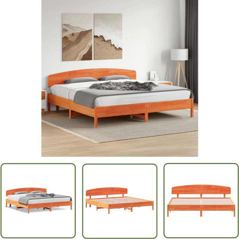 vidaXL Grenenhout Bed - Massief Hout Bed Frame - Bedframe zonder matras massief grenenhout wasbruin 200x200 cm - Houten Bed - Tweepersoons Bed - Boxspring Bed vidaXL Grenenhout Bed - Massief Hout Bed Frame - Bedframe zonder matras massief grenenhout wasbruin 200x200 cm - Houten Bed - Tweepersoons Bed - Boxspring Bed afbeelding 1