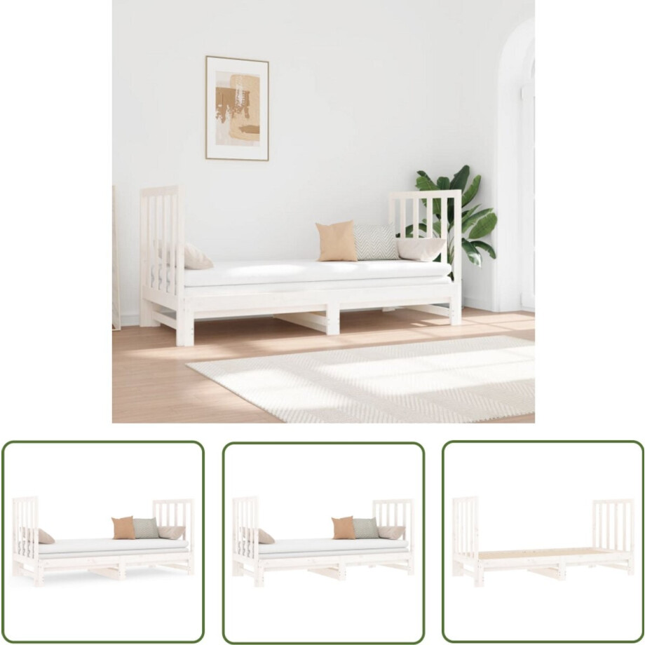 Uitschuifbare grenenhouten slaapbank wit Slaapbank - Sofa Bed - Daybed - Grenenhout Meubels - Wit Meubilair afbeelding 1
