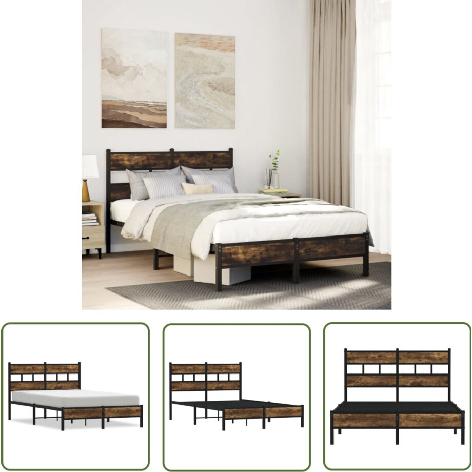 vidaXL Houten Bed - Bedframe - Bedframe met hoofdbord zonder matras sonoma eiken 120x200 cm - Bed Met Hoofdbord - Slaapcomfort - Bedroom Furniture afbeelding 1
