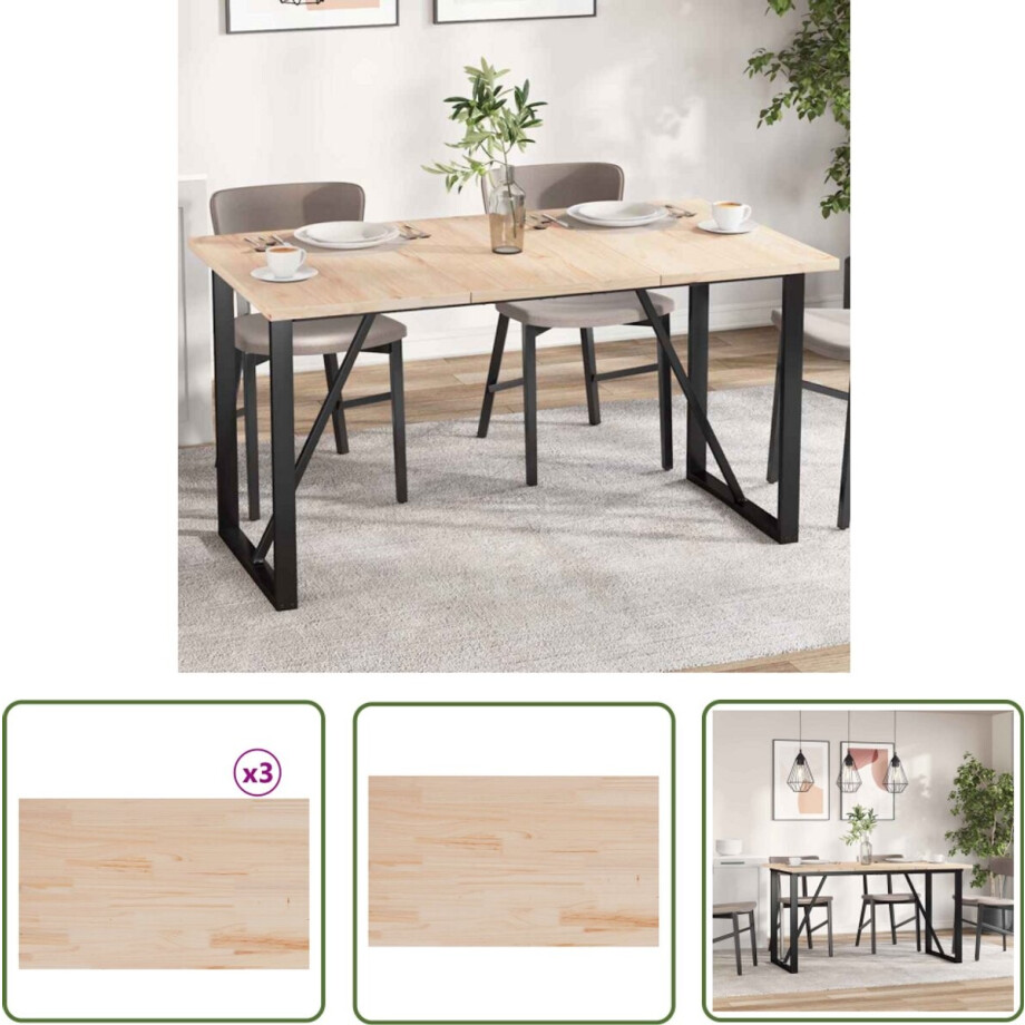vidaXL Houten Tafelbladen - Tafelbladen - Tafelbladen 3 st rechthoekig 80x47x2,5 cm massief grenenhout - Grenenhouten Tafelbladen - Rustiek Design - Vintage Tafel afbeelding 1