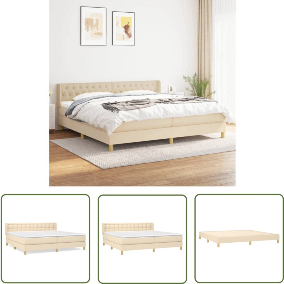 vidaXL Boxspring - crème - 200x200 cm - Inclusief Matras Boxspringbed - Cremekleurig - Tweepersoonsbed - Pocketed Verenmatras - Middenhard vidaXL Boxspring - crème - 200x200 cm - Inclusief Matras Boxspringbed - Cremekleurig - Tweepersoonsbed - Pocketed Verenmatras - Middenhard afbeelding 1