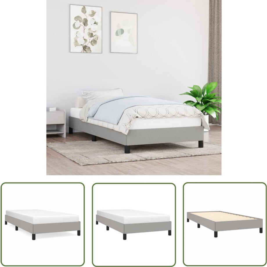 vidaXL - Bedframe - zonder - matras - 90x190 - cm - stof - lichtgrijs afbeelding 1