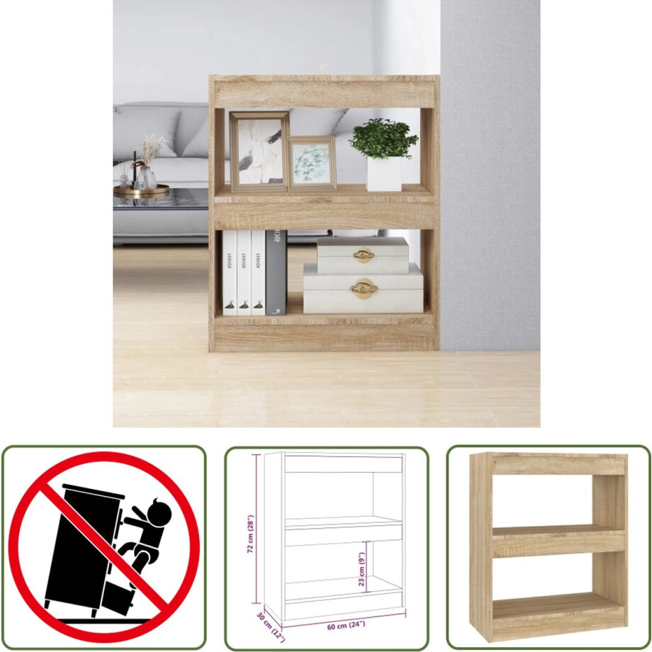 The Living Store Boekenkast - Sonoma Eiken - 60 x 30 x 72 cm - Stabiel en veelzijdig The Living Store Boekenkast - Sonoma Eiken - 60 x 30 x 72 cm - Stabiel en veelzijdig afbeelding 1