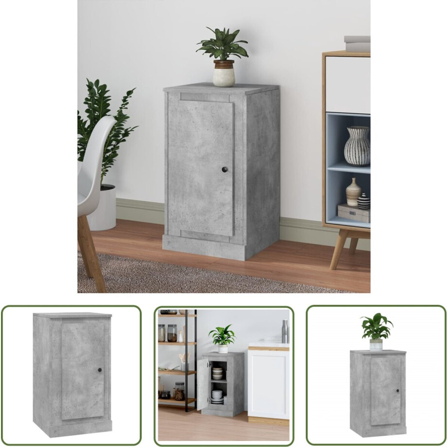 vidaXL Commode - Dressoir - Dressoir 37,5x35,5x67,5 cm bewerkt hout betongrijs - Houten Dressoir - Grijze Dressoir - Modern Dressoir afbeelding 1
