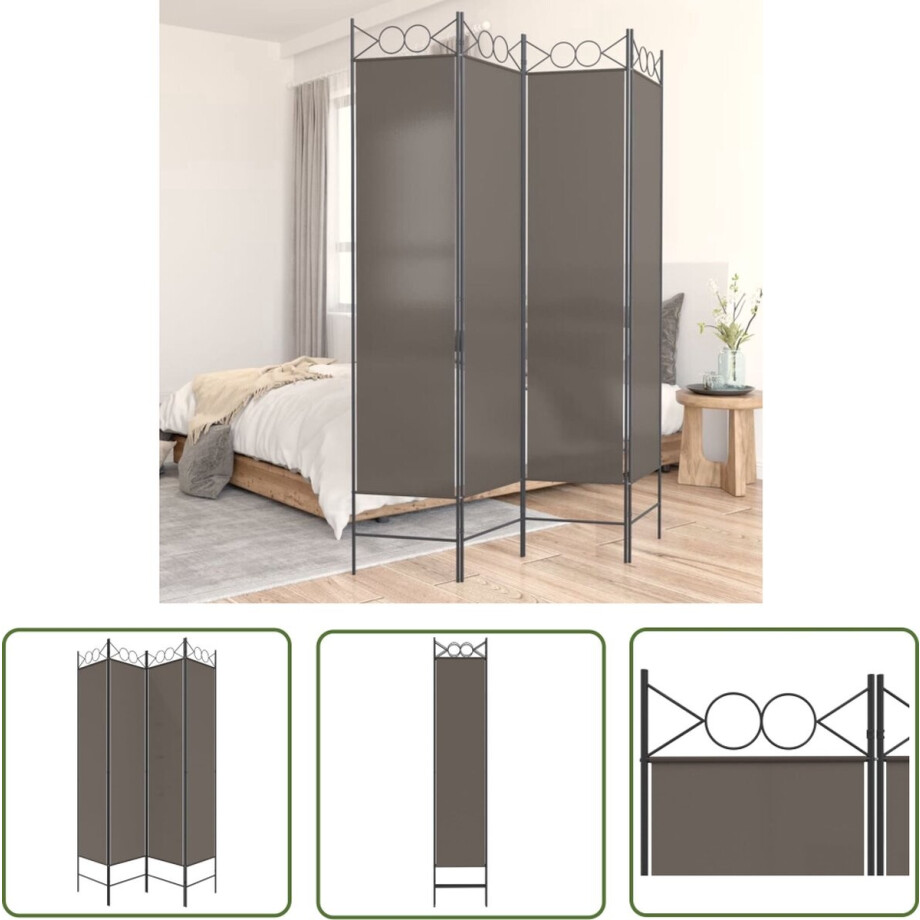 The Living Store Kamerscherm Antraciet - 160 x 200 cm - Inklapbaar - Stof (100% polyester) en ijzer The Living Store Kamerscherm Antraciet - 160 x 200 cm - Inklapbaar - Stof (100% polyester) en ijzer afbeelding 1