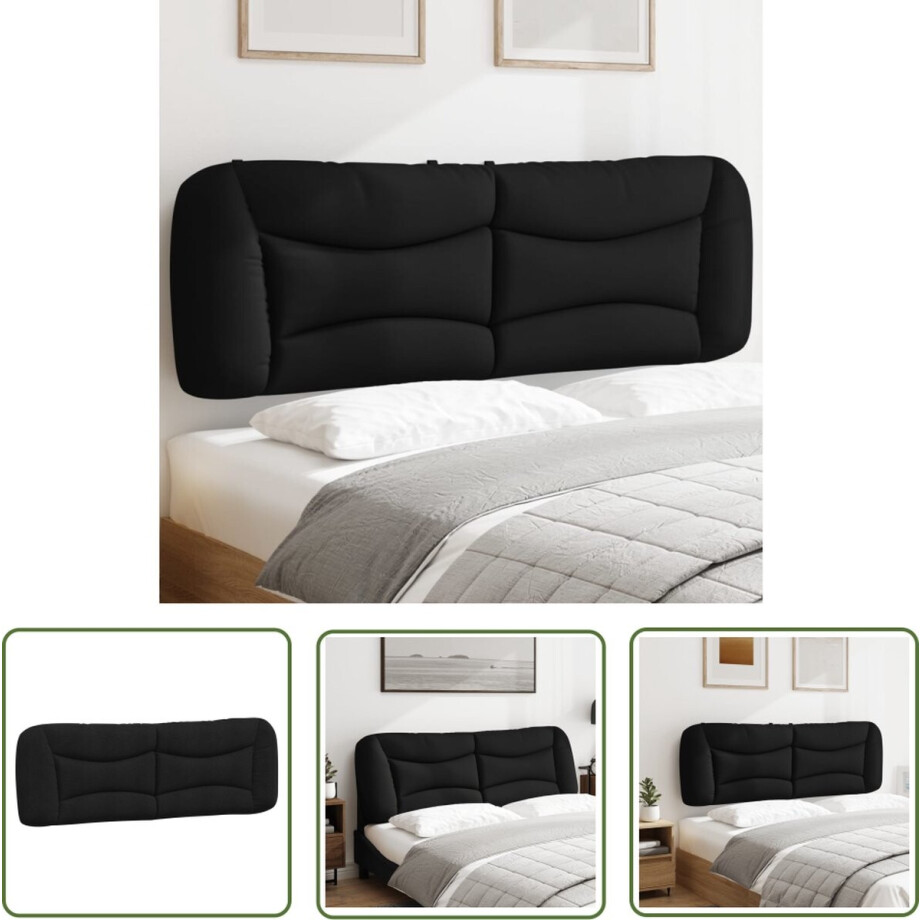 vidaXL Beddengoed - Hoofdkussens - Hoofdbordkussen Hvar 160 cm stof zwart - Hoofdboardkussen - Sierkussens - Slaapcomfort afbeelding 1