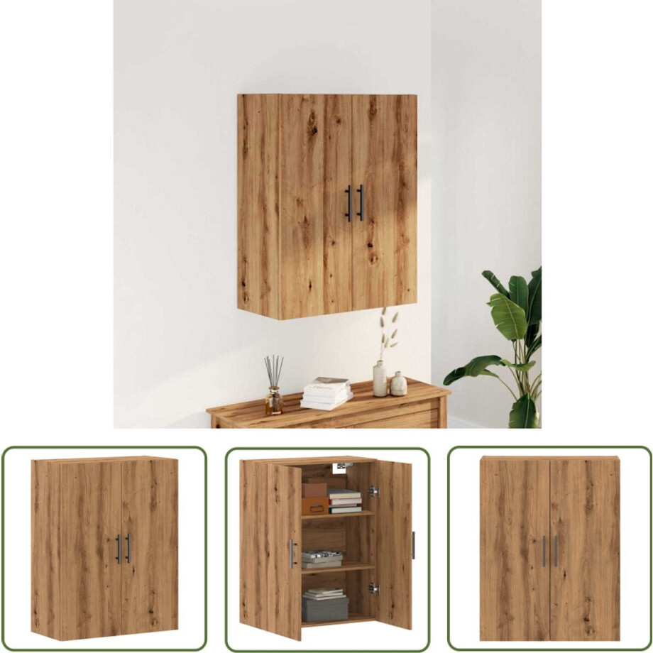 vidaXL Opslagoplossing - Wandkast - Wandkast 69,5x34x90 cm artisanaal eikenkleurig - Houten Kast - Eiken Kleur - Decoratief vidaXL Opslagoplossing - Wandkast - Wandkast 69,5x34x90 cm artisanaal eikenkleurig - Houten Kast - Eiken Kleur - Decoratief afbeelding 1