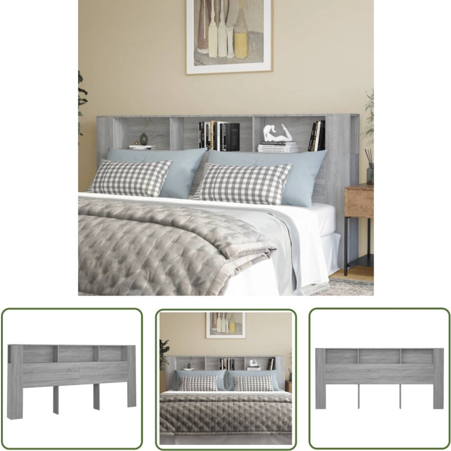 vidaXL Hoofdkast - Hoofd Bordkast - Hoofdbordkast 220x18,5x104,5 cm grijs sonoma eikenkleurig - Slaapkamerdecoratie - Houten Headboard - Grijze Headboard vidaXL Hoofdkast - Hoofd Bordkast - Hoofdbordkast 220x18,5x104,5 cm grijs sonoma eikenkleurig - Slaapkamerdecoratie - Houten Headboard - Grijze Headboard afbeelding 1