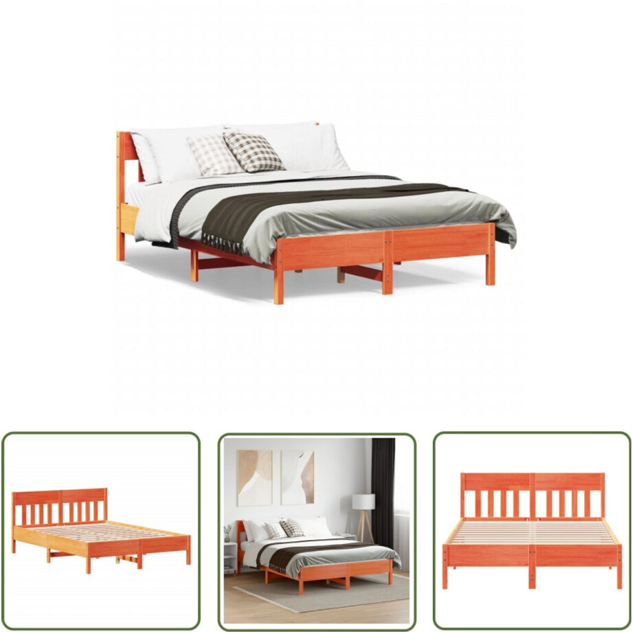 vidaXL Grenenhout Bed - Massief Hout Bed Frame - Bedframe zonder matras massief grenenhout wasbruin 120x200 cm - Bruine Bed - Tweepersoons Bed - Boxspring Bed vidaXL Grenenhout Bed - Massief Hout Bed Frame - Bedframe zonder matras massief grenenhout wasbruin 120x200 cm - Bruine Bed - Tweepersoons Bed - Boxspring Bed afbeelding 1