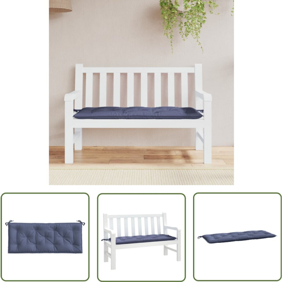 vidaXL Tuinkussen - Tuinbankkussent - Tuinbankkussen 120x50x7 cm oxford stof marineblauw - Lounge Kussen - Outdoor Kussen - Blauw Kussen afbeelding 1