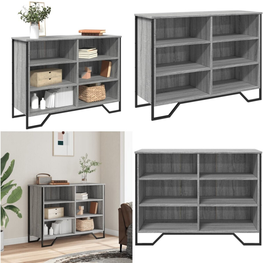 vidaXL Dressoir 101x35,5x74,5cm bewerkt hout grijs sonoma eikenkleurig - Dressoir - Dressoirs - Kast - Wandkast afbeelding 1