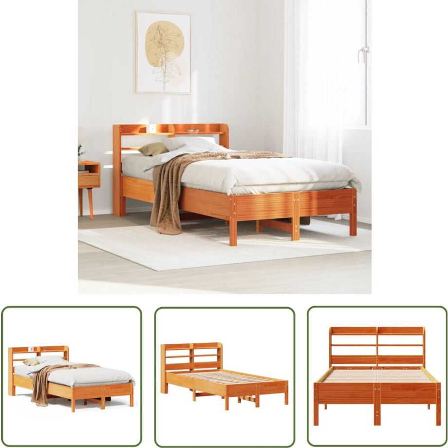 vidaXL Houten Bed - Bedframe - Bedframe zonder matras massief grenenhout wasbruin 120x200 cm - Massief Hout Bed - Grenenhout Bed - Bed Met Opbergvakken vidaXL Houten Bed - Bedframe - Bedframe zonder matras massief grenenhout wasbruin 120x200 cm - Massief Hout Bed - Grenenhout Bed - Bed Met Opbergvakken afbeelding 1