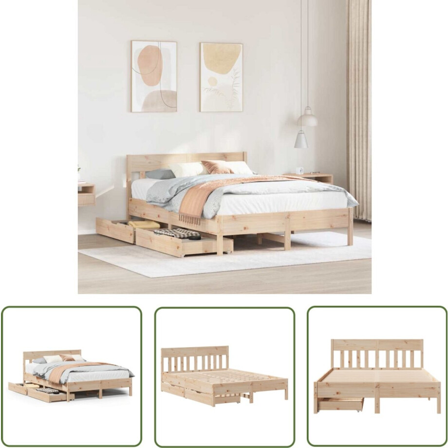 vidaXL Houten Bed - Bedframe - Bedframe zonder matras massief grenenhout 120x190 cm - Grenenhouten Bed - Tweepersoonsbed - Boxspring vidaXL Houten Bed - Bedframe - Bedframe zonder matras massief grenenhout 120x190 cm - Grenenhouten Bed - Tweepersoonsbed - Boxspring afbeelding 1