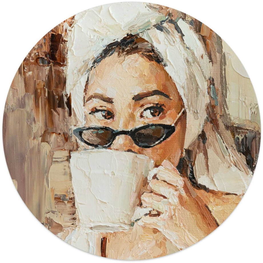 Glasschilderij Ochtendkoffie - Ø 50 - Glas - REINDERS afbeelding 1